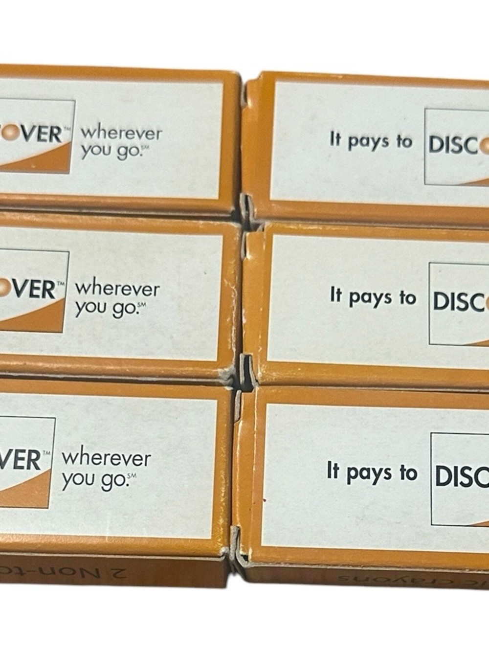 6 Boxes Discover Credit Card Advertising Promotion Primary Colors Chubby Crayons